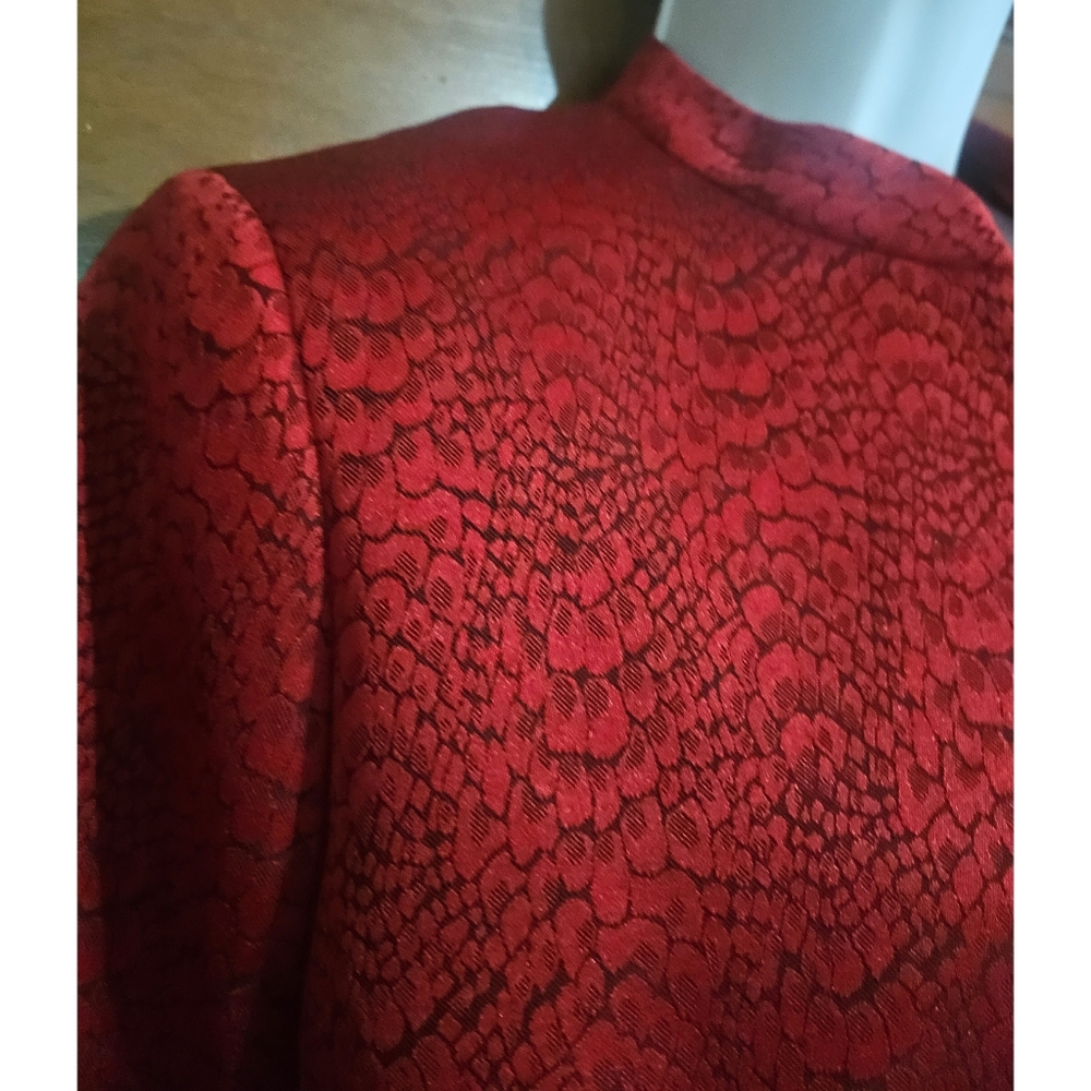 Kasper Tailored Red/ Black Patterned Mandarin Col… - image 5